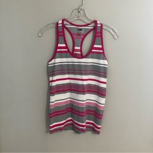 New Balance Pink, White & Gray Racerback Work Out Tank, Size Small